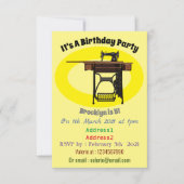 裁縫機の漫画イラストレーション 招待状 (正面)