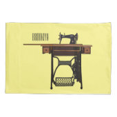 裁縫機の漫画イラストレーション 枕カバー (裏面)