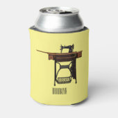 裁縫機の漫画イラストレーション 缶クーラー (缶裏面)