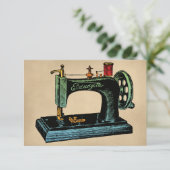 裁縫機グリーティングカードカラフルヴィンテージ カード (スタンド正面)