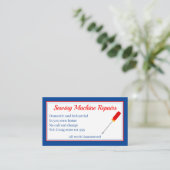 裁縫機修理QRコードブルー 名刺 (スタンド正面)