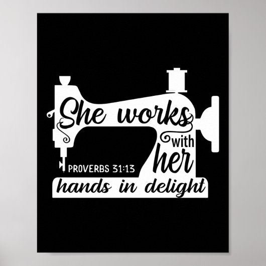 裁縫機械で手を喜んで使う ポスター (正面)