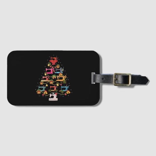 裁縫機械クリスマスツリー ラゲッジタグ (正面横)