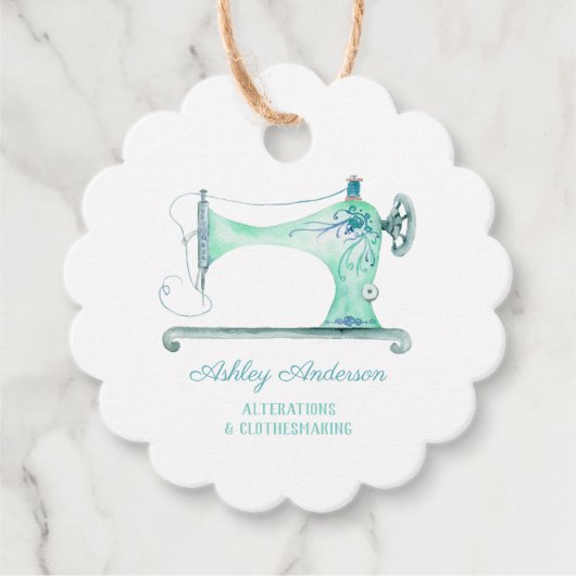 裁縫機械シーメストレスウォーター色メッセージカード フェイバータグ (正面)