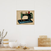 裁縫機械ヴィンテージイラストレーション ポスター (キッチン)