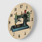裁縫機械ヴィンテージイラストレーション ラージ壁時計 (傾斜)