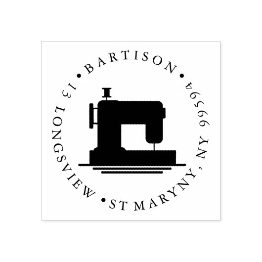 裁縫機械丸差出人住所ゴム印 ラバースタンプ (インプリント)