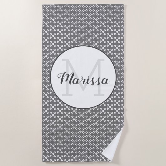 裁縫機械工芸品名/イニシャルダーク ビーチタオル (正面)