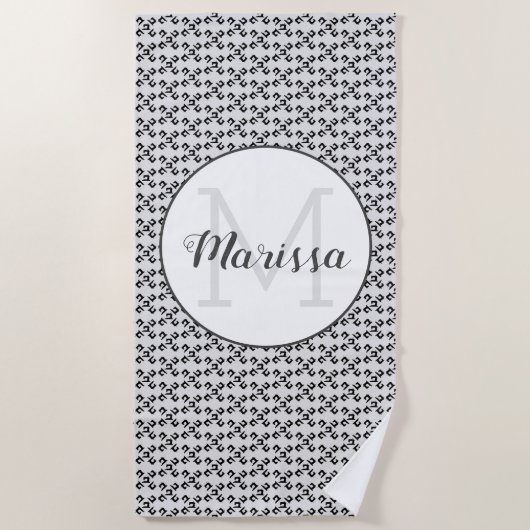 裁縫機械工芸品名/イニシャルビーチタオル ビーチタオル (正面)