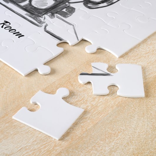 裁縫機械引用文テーラー白黒パズル ジグソーパズル (側面)