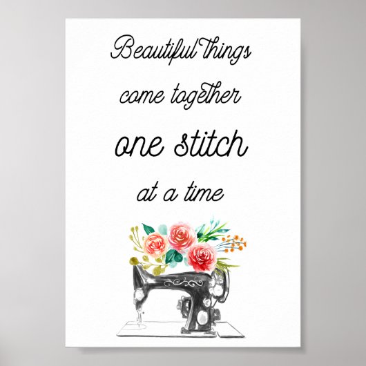 裁縫機械引用文白黒編み物フローラ ポスター (正面)