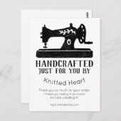 裁縫機械手作りサンキューカード ポストカード (正面/裏面)