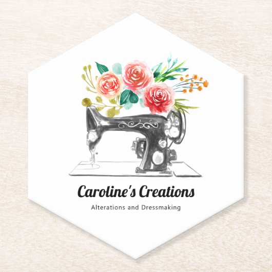 裁縫機械白黒シーメストテーラー ペーパーコースター (正面)