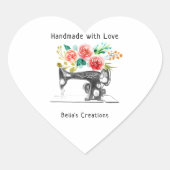 裁縫機械白黒ドレスメーカーのステッカー ハートシール (正面)