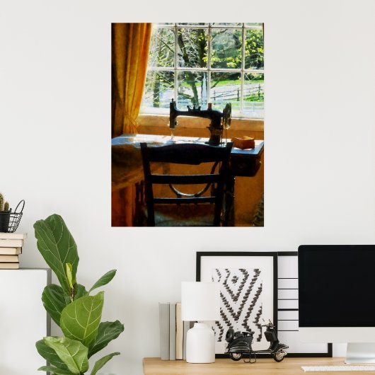 裁縫機械(窓) ポスター (ホームオフィス)