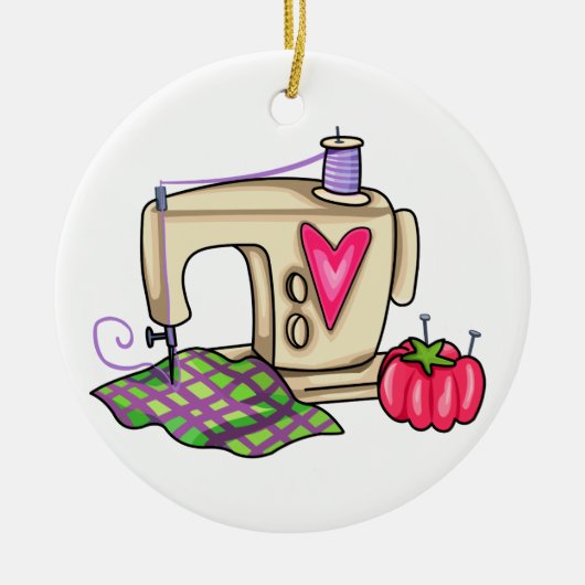 裁縫機 セラミックオーナメント (正面)
