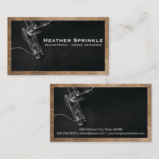 裁縫機 | 革縁ど 名刺 (正面/裏面)