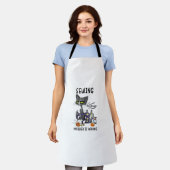 裁縫殺人は猫を間違えおもしろいた エプロン (着用した状態)