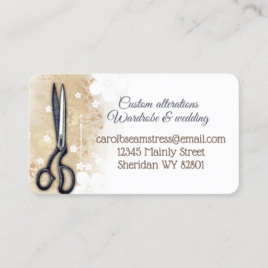 裁縫用はさみのシームストレスキルティングキルター 名刺 (裏面)