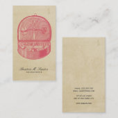 裁縫箱のヴィンテージのスタイルのカッコいいのピンクの平野のシンプル 名刺 (正面/裏面)