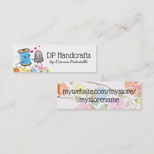 裁縫糸シンブル愛の針スプール スキニー名刺 (正面/裏面)