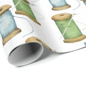 裁縫糸スプール水彩模様 ラッピングペーパー (ロールコーナー)