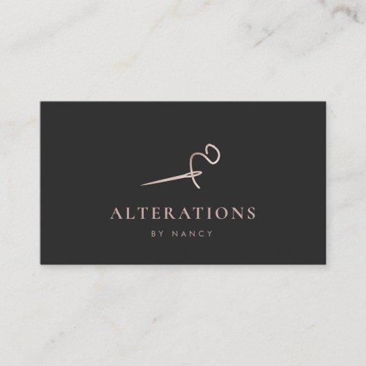 裁縫糸針バラ金ゴールドグリッター 名刺 (正面)