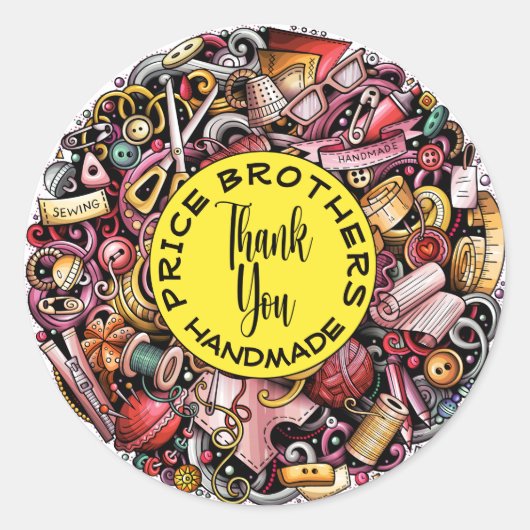 裁縫編み物ハンドメイドクラシックラウンドステッカー ラウンドシール (正面)