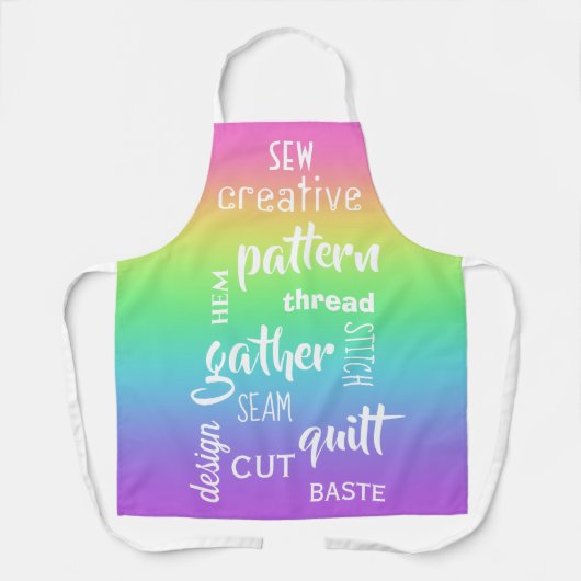 裁縫言葉虹のグラデーションのエプロン エプロン (正面)