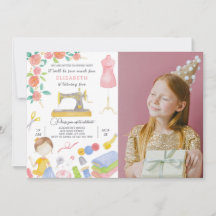 裁縫誕生日招待状（写真付）