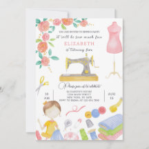 裁縫誕生日招待状