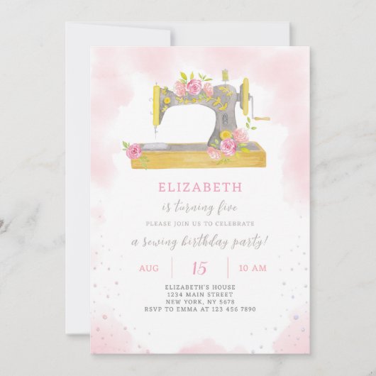 裁縫誕生日招待状 招待状 (正面)