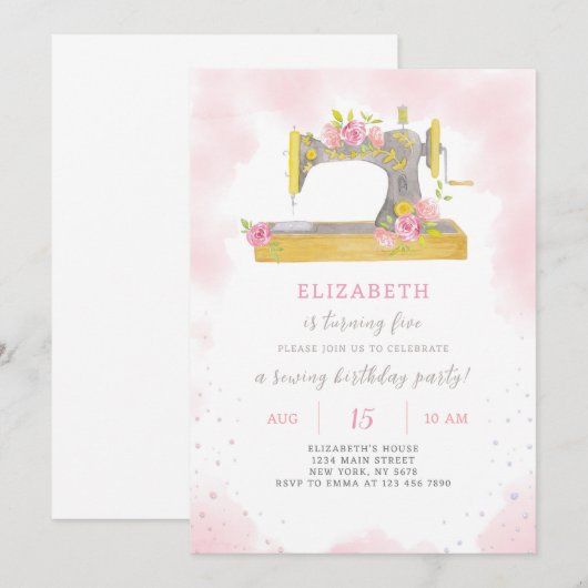 裁縫誕生日招待状 招待状 (正面/裏面)