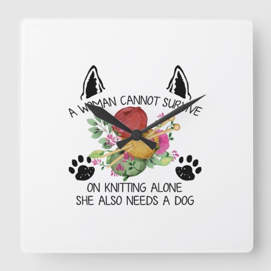 裁縫贈与 |女性は編み物で生き延びきない スクエア壁時計 (正面)