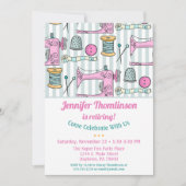 裁縫退職パーティの招待状ピンク 招待状 (正面)