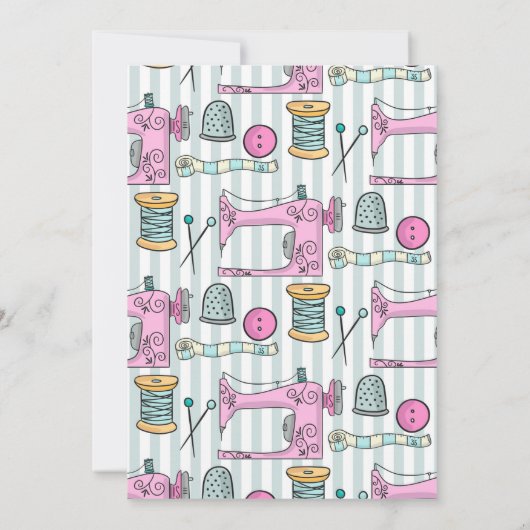 裁縫退職パーティの招待状ピンク 招待状 (裏面)