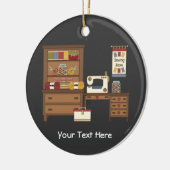 裁縫部屋1 (カスタマイズ可能な) セラミックオーナメント (左)