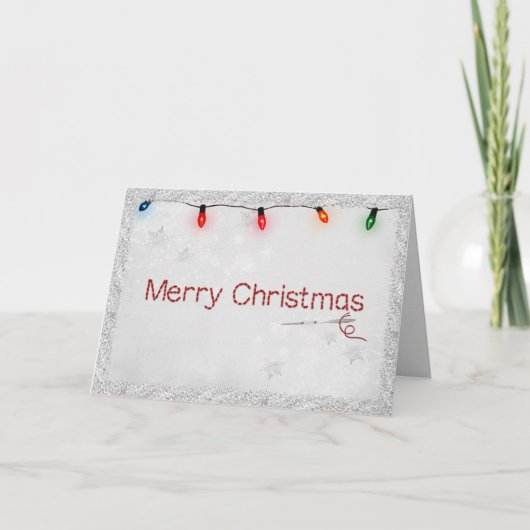 裁縫針とクリスマスステッチ シーズンカード (正面)