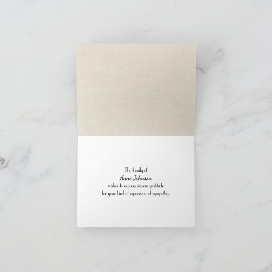 裁縫針と糸悔やみや弔慰ありがとう カード (内部)