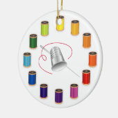 裁縫、シンブル、針と糸 セラミックオーナメント (左)