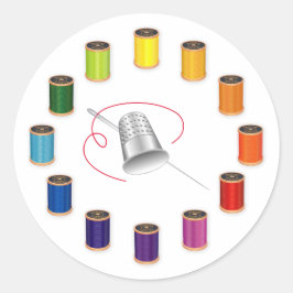 裁縫、シンブル、針と糸 ラウンドシール