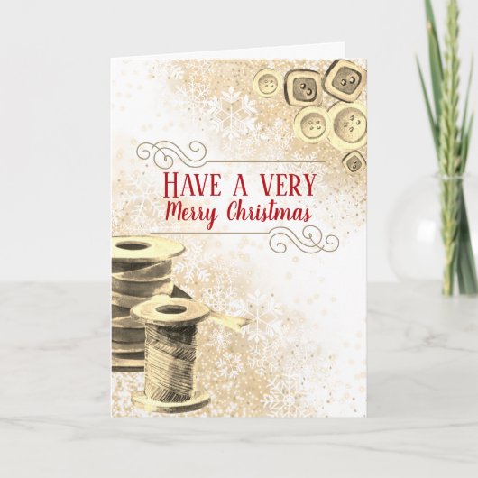 裁縫・シームストレスの手作りの贈り物用の糸ボタン シーズンカード (正面)