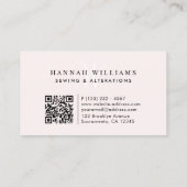 裁縫&リフォーム赤面ピンク&ネイビーモノグラム 名刺 (裏面)