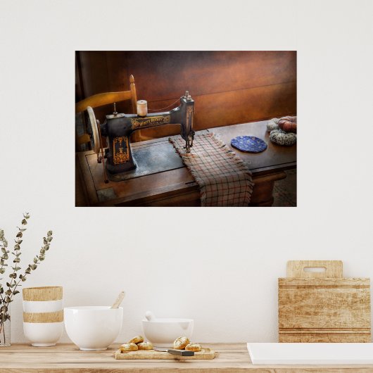 裁縫 – 白黒 ポスター (キッチン)