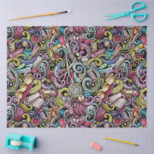 裁縫-編み物ギフトラップティッシュ 薄葉紙 (クラフト)