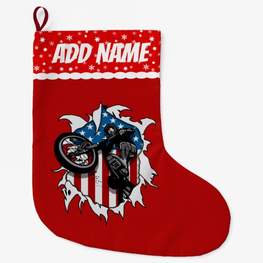 裂かれたBMXの自転車 ラージクリスマスストッキング (正面)