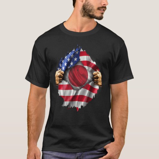 裂けたアメリカ国旗 隠された第37歩兵旅団 Tシャツ (正面)
