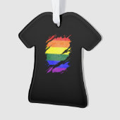 裂けるLGBTQのプライドの旗は明らかにします オーナメント (正面)