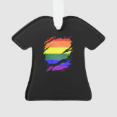裂けるLGBTQのプライドの旗は明らかにします オーナメント (裏面)