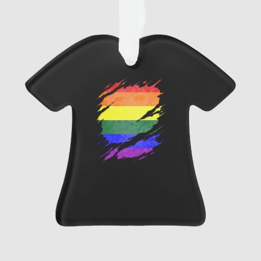 裂けるLGBTQのプライドの旗は明らかにします オーナメント (正面)